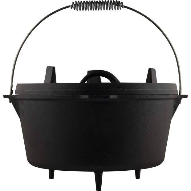 Dutch Oven 9Qt - 7,6 liter - The Windmill - 3-delig - Gietijzer Braadpan - Zwart