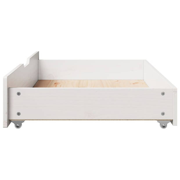 vidaXL Bedlades 2 st 90x55x16 cm massief grenenhout wit