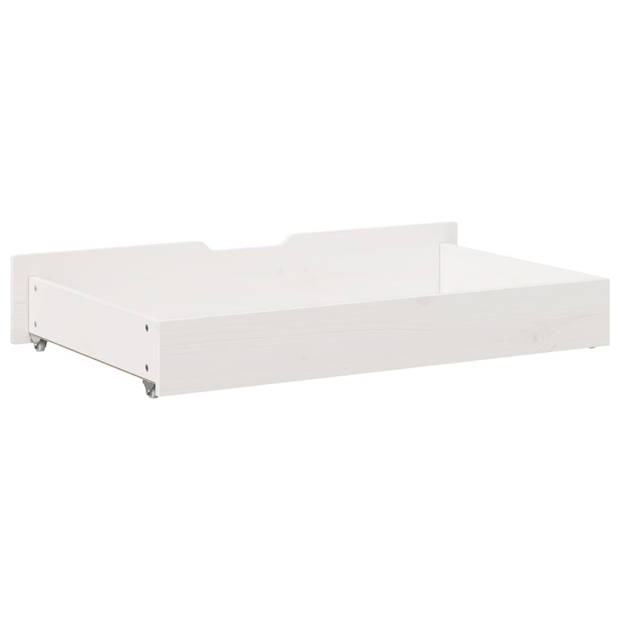 vidaXL Bedlades 2 st 90x55x16 cm massief grenenhout wit