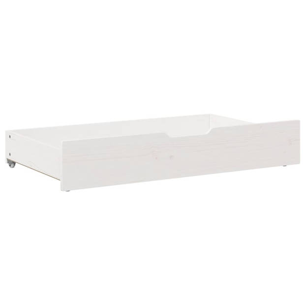 vidaXL Bedlades 2 st 90x55x16 cm massief grenenhout wit