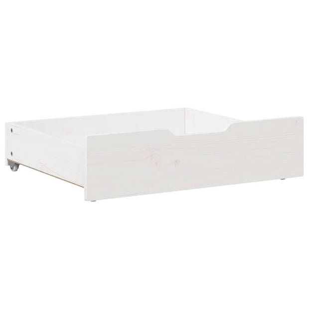 vidaXL Bedlades 2 st 65x55x16 cm massief grenenhout wit