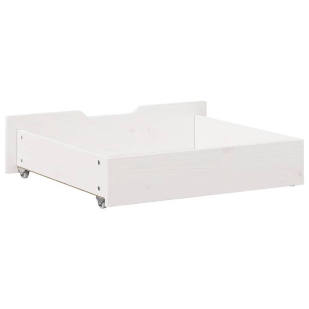 vidaXL Bedlades 2 st 75x55x16 cm massief grenenhout wit