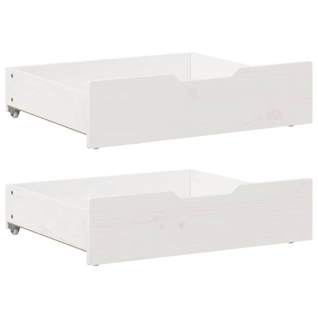 vidaXL Bedlades 2 st 65x55x16 cm massief grenenhout wit