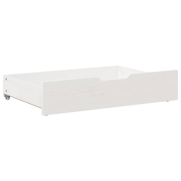 vidaXL Bedlades 2 st 85x55x16 cm massief grenenhout wit