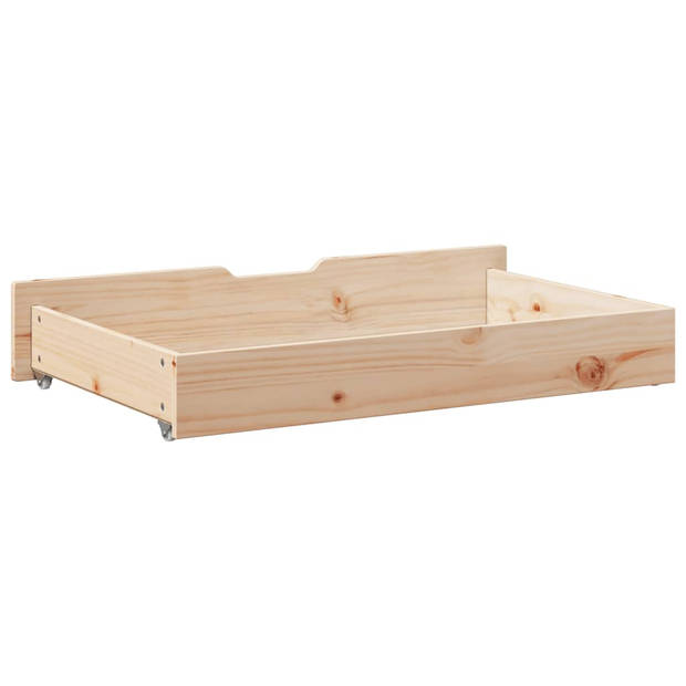 vidaXL Bedlades 2 st met wieltjes 90x55x16 cm massief grenenhout