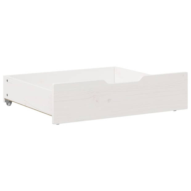 vidaXL Bedlades 2 st 75x55x16 cm massief grenenhout wit