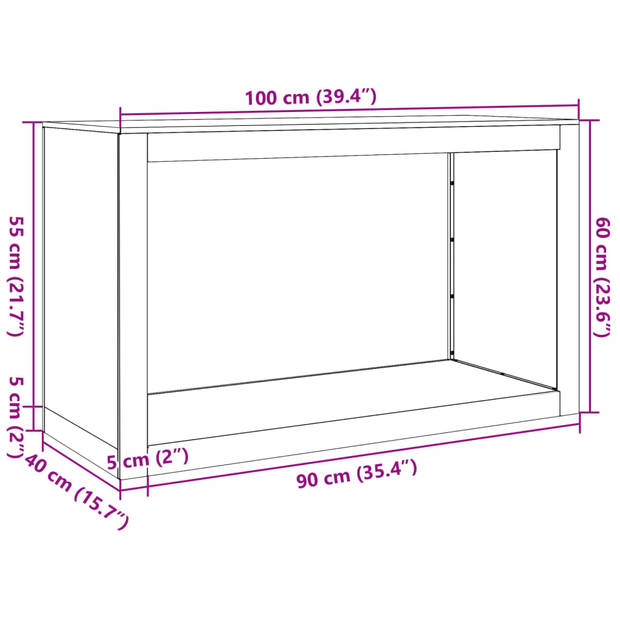 vidaXL Haardhoutrek 100x40x60 cm roestvrij staal