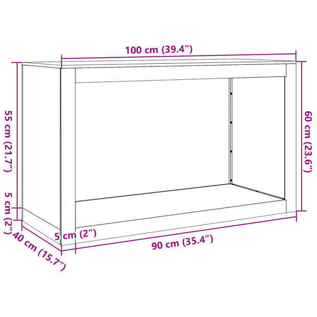 vidaXL Haardhoutrek 100x40x60 cm staal antracietkleurig