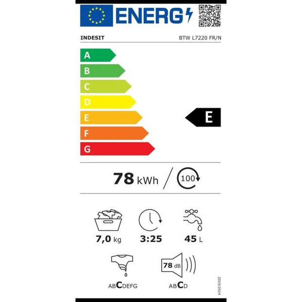 TOP Wasmachine - Indesit - BTWL7220FR / N