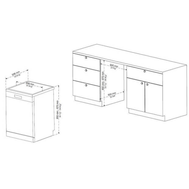 CONTINENTAL EDISON vrijstaande vaatwasser - 15 couverts - Breedte 59,8 cm - Klasse D - inductiemotor - 39 dB - Zwart