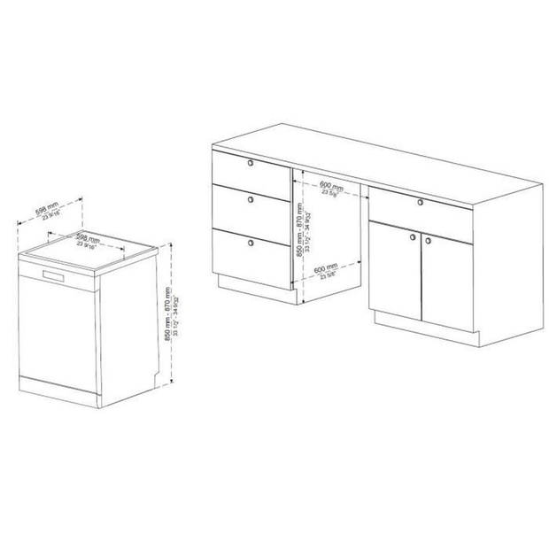 OCEANIC OCEALV1247W Vrijstaande vaatwasser - 12 couverts - 47 dB - Wit