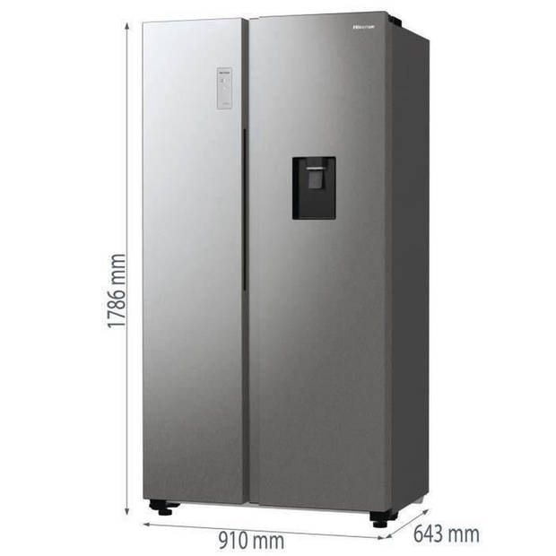 HISENSE Amerikaanse koelkast - RS711N4WCE - 2 deuren - Energieklasse E - 91 x 64,3 x 178,6 cm - RVS