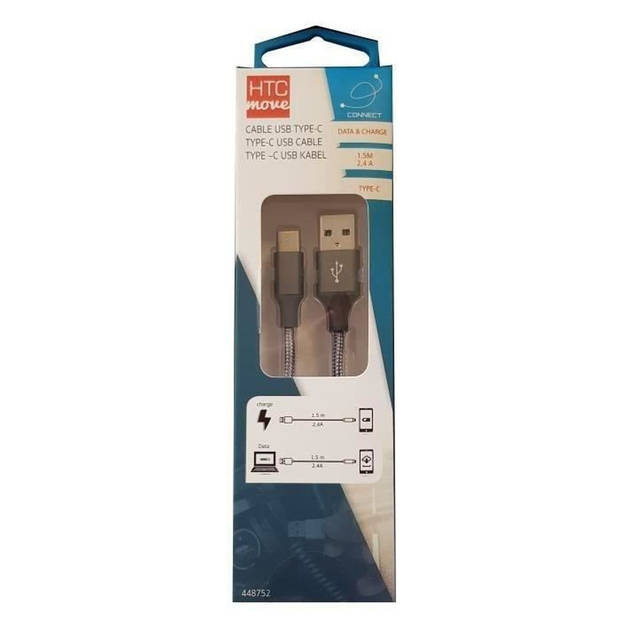 M500 Oplaadkabel en gegevens met USB-adapter type C 2.4 A - Aluminium connectoren, versterkte gevlochten kabel 1,5 m