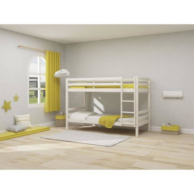 Deelbaar kinderstapelbed - 2x90x190 cm - Gebleekt massief grenen - Inclusief bedbodem - ANDO