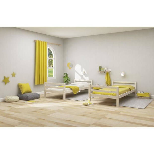 Deelbaar kinderstapelbed - 2x90x190 cm - Gebleekt massief grenen - Inclusief bedbodem - ANDO