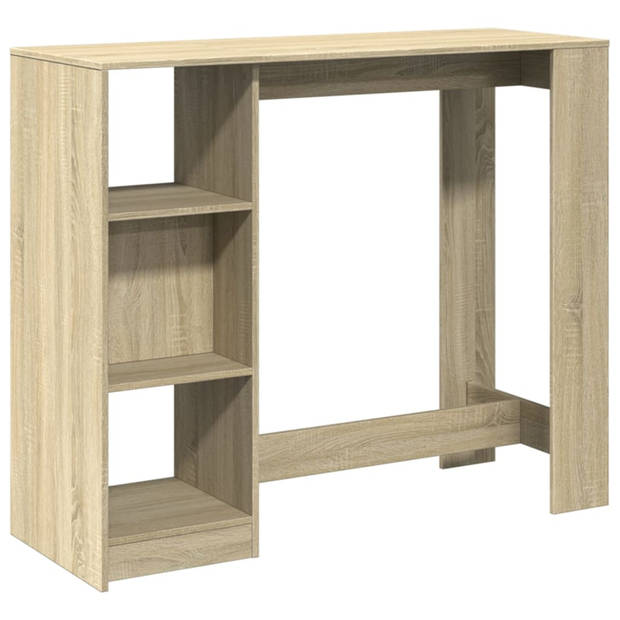 vidaXL Bartafel met schap 124x46x103,5 cm hout sonoma eikenkleur