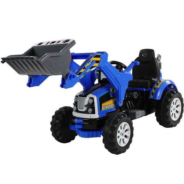 Elektrische ride-on kinder tractor met voorlader - Accu tractor voor kinderen tot 30kg max 3-6 km/h Blauw - bulldozer