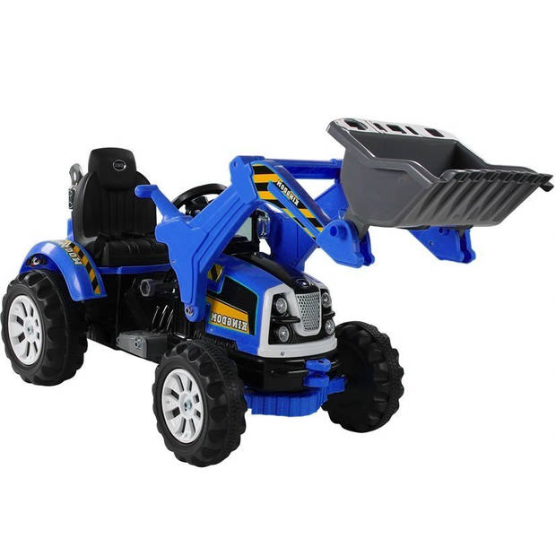 Elektrische ride-on kinder tractor met voorlader - Accu tractor voor kinderen tot 30kg max 3-6 km/h Blauw - bulldozer