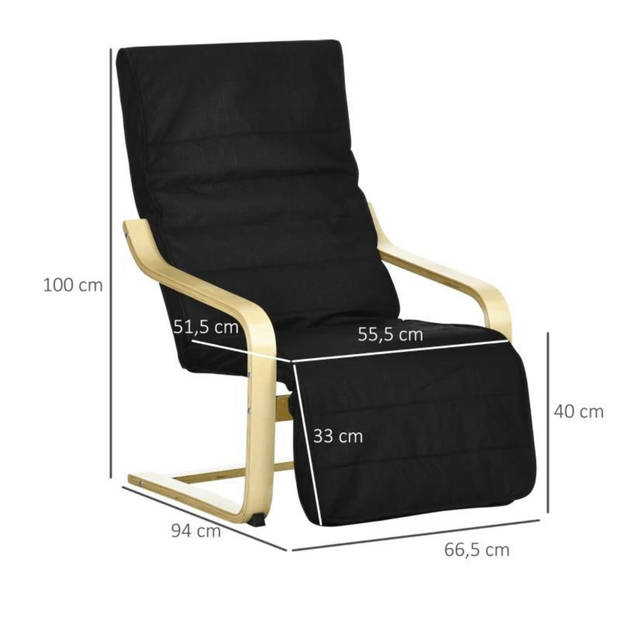 Relaxfauteuil met verstelbare voetsteun - Stoel - Fauteuil - Stoelen - 66,5 x 94 x 100 cm