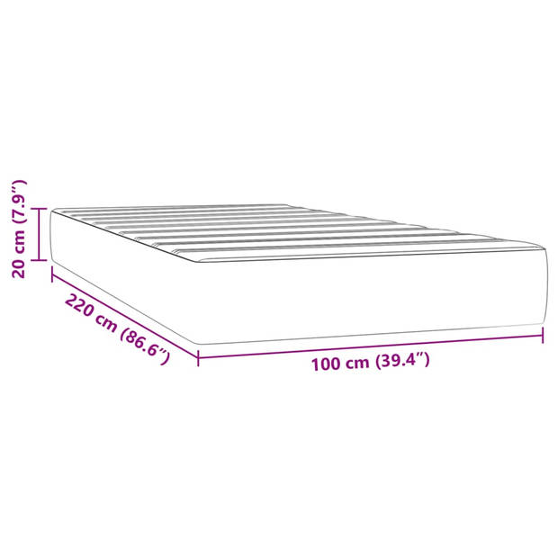 vidaXL Pocketveringmatras 100x220x20 cm fluweel lichtgrijs