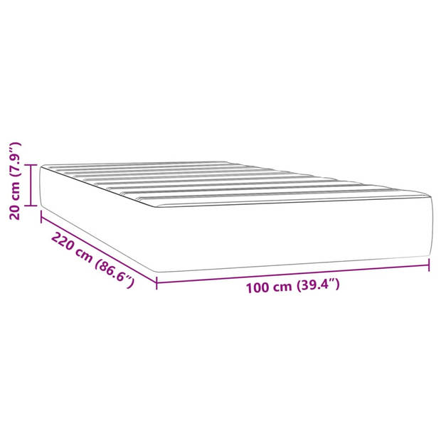 vidaXL Pocketveringmatras 100x220x20 cm fluweel zwart