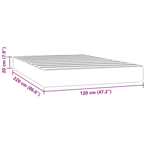 vidaXL Pocketveringmatras 120x220x20 cm fluweel lichtgrijs