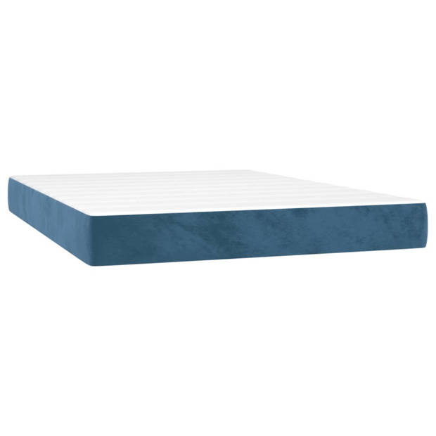 vidaXL Pocketveringmatras 140x220x20 cm fluweel donkerblauw