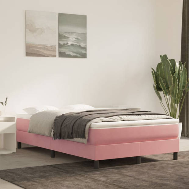 vidaXL Pocketveringmatras 120x220x20 cm fluweel roze