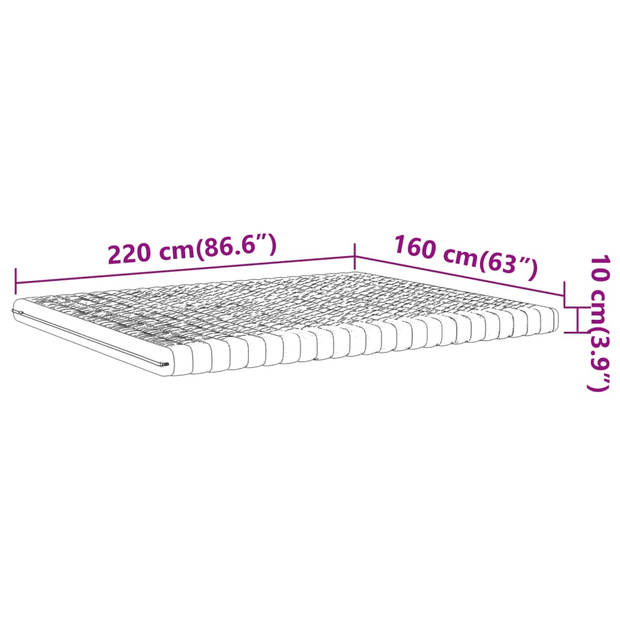 vidaXL Schuimmatras 7 zones hardheid 20 ILD 160x220 cm wit