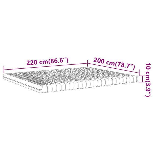 vidaXL Schuimmatras 7 zones hardheid 20 ILD 200x220 cm wit