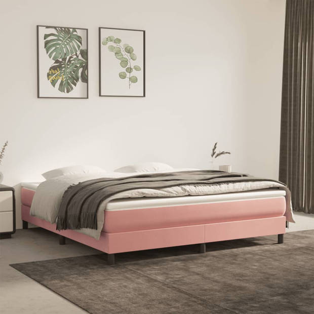 vidaXL Pocketveringmatras 160x220x20 cm fluweel roze