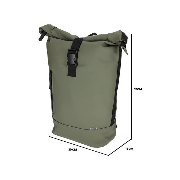 Norlander Rugtas 25L - Rolltop rugzak - 30 x 15 x 57 cm - Vegan Dull PU - Groen