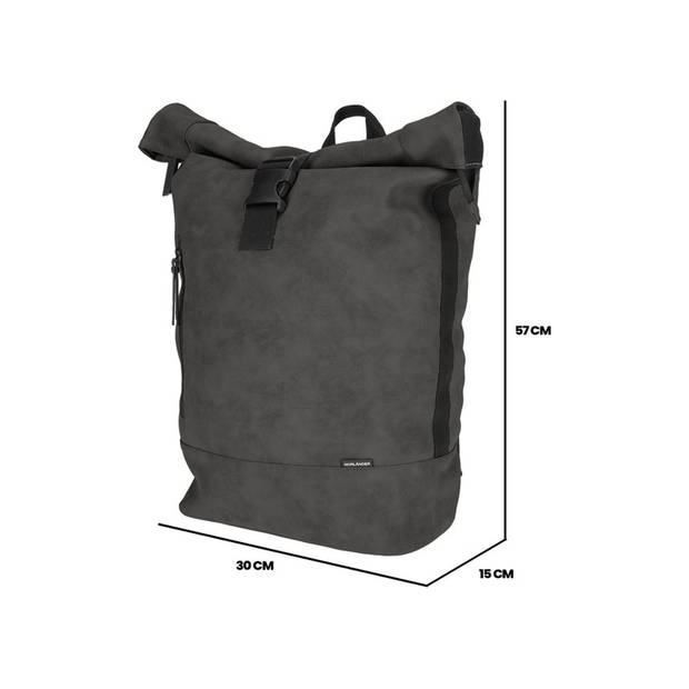 Norlander Rugtas 25L - Rolltop rugzak - 30 x 15 x 57 cm - Vegan Dull PU - Grijs