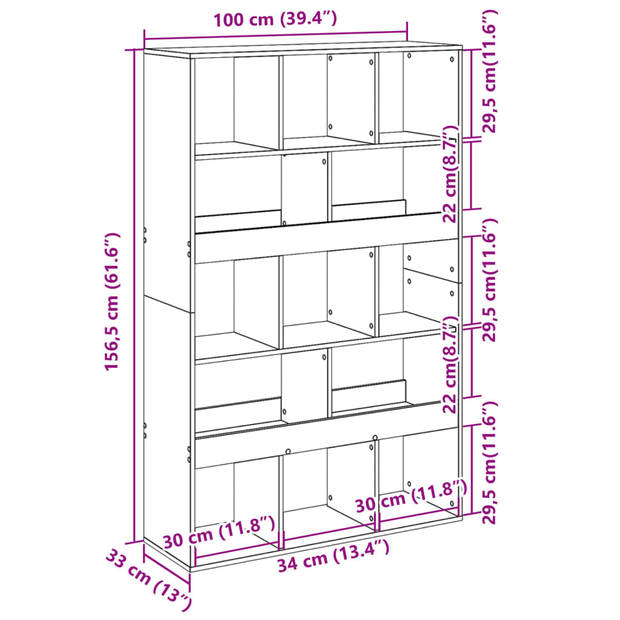 vidaXL kamerscherm 100x33x156,5 cm bewerkt hout gerookt eikenkleurig