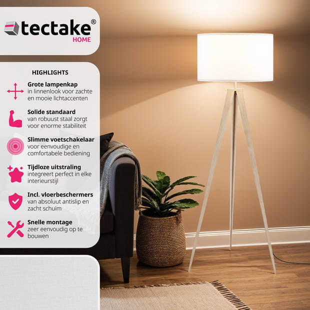 tectake® vloerlamp - staande lamp 3-poot - 158 cm hoog