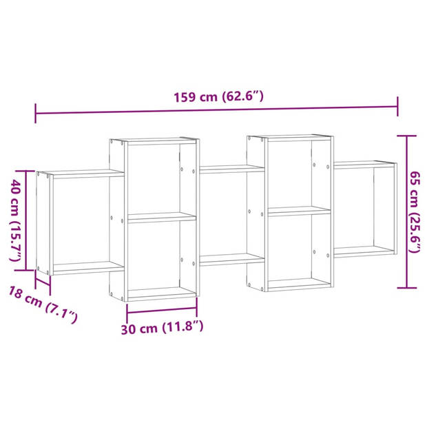 vidaXL Wandschap 159x18x65 cm bewerkt hout wit