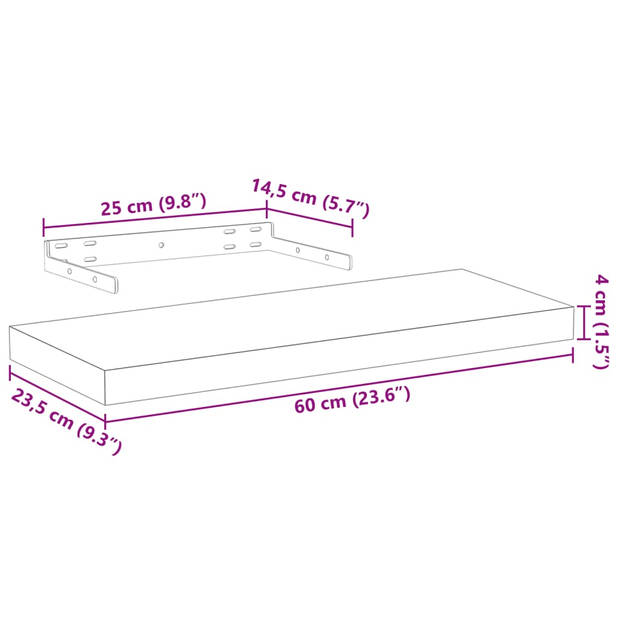 vidaXL Wandschap 60x23,5x4 cm bewerkt hout