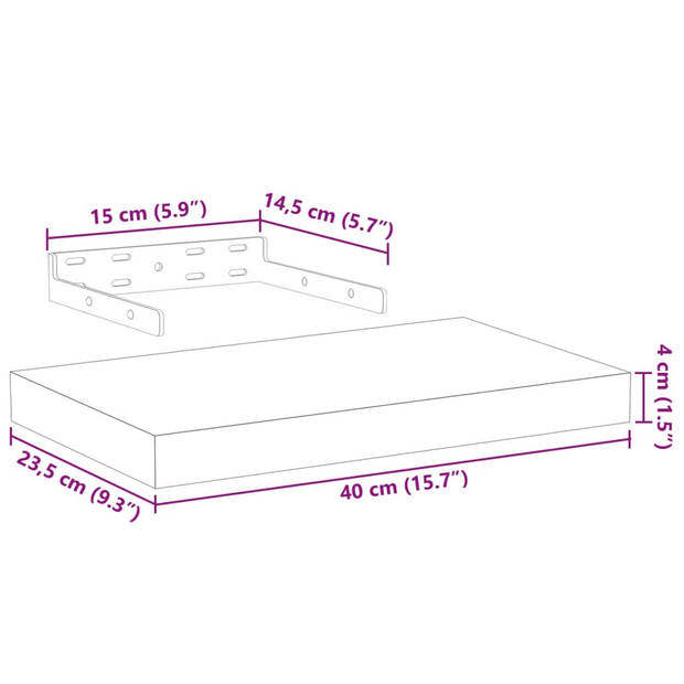 vidaXL Wandschap 40x23,5x4 cm bewerkt hout