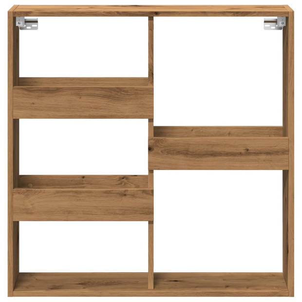 vidaXL Wandkast 80x15x80 cm bewerkt hout artisanaal eikenkleur