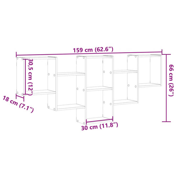 vidaXL Wandschap 159x18x66 cm bewerkt hout wit