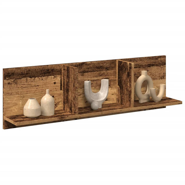 vidaXL Wandkast 100x16,5x30 cm bewerkt hout oud houtkleurig