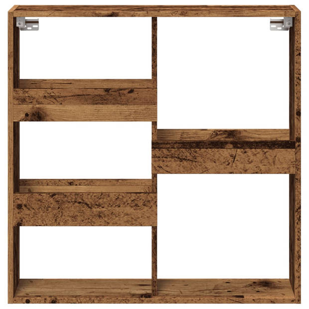 vidaXL Wandkast 80x15x80 cm bewerkt hout oud houtkleurig