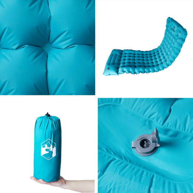 vidaXL Kampeermatras met kussen zelfopblazend 1-persoons blauw