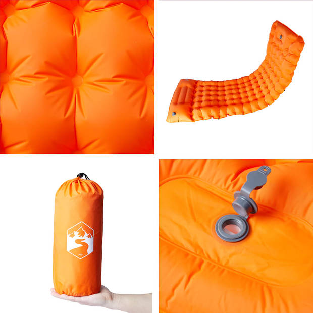 vidaXL Kampeermatras met kussen zelfopblazend 1-persoons oranje