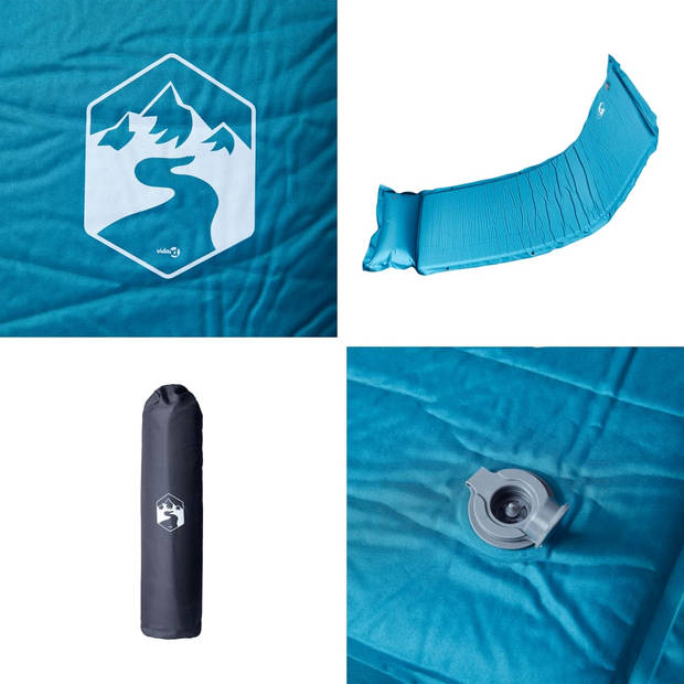 vidaXL Kampeermatras met kussen zelfopblazend 1-persoons turquoise