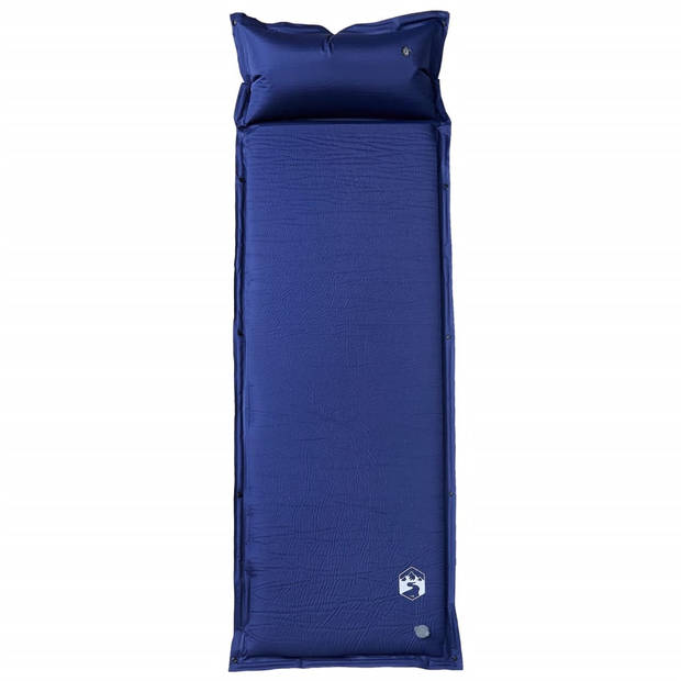 vidaXL Kampeermatras met kussen zelfopblazend 1-persoons marineblauw