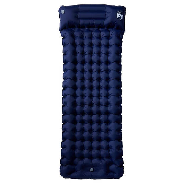 vidaXL Kampeermatras met kussen zelfopblazend 1-persoons marineblauw