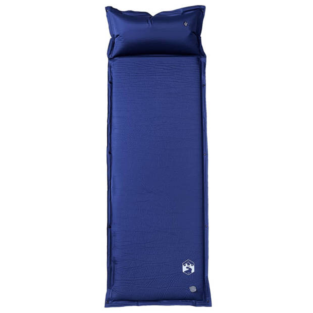 vidaXL Kampeermatras met kussen zelfopblazend 1-persoons marineblauw