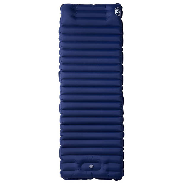 vidaXL Kampeermatras met kussen zelfopblazend 1-persoons marineblauw