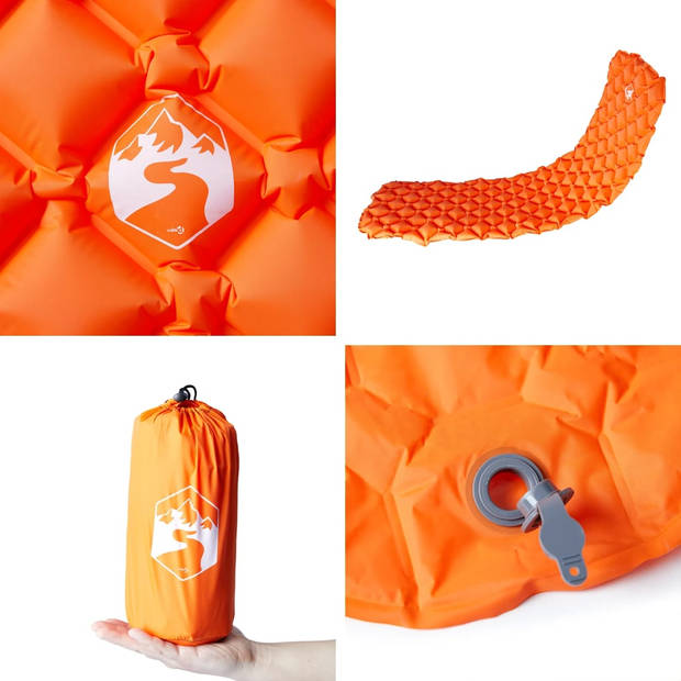 vidaXL Kampeermatras opblaasbaar 190x58x6 cm 1-persoons oranje